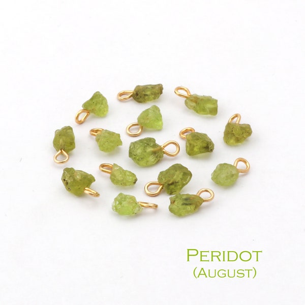 Natural Raw Rough Gemstone Connector, Gold Plated DIY Connectors, August Birthstone Peridot Gemstone Charm, Wholesale Supply Jewelry GJ-2071