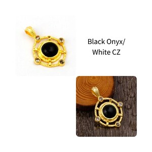 Attractive Gemstone Pendants, Gold Filled DIY Pendant Jewelry, Amazonite, Carnelian, Round Stone Charms, Zircon Charm For Earring Supply3122 6. Black Onyx