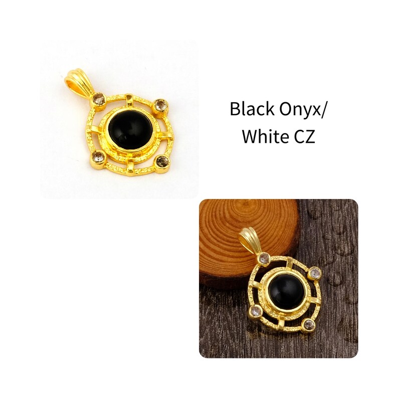 Attractive Gemstone Pendants, Gold Filled DIY Pendant Jewelry, Amazonite, Carnelian, Round Stone Charms, Zircon Charm For Earring Supply3122 6. Black Onyx