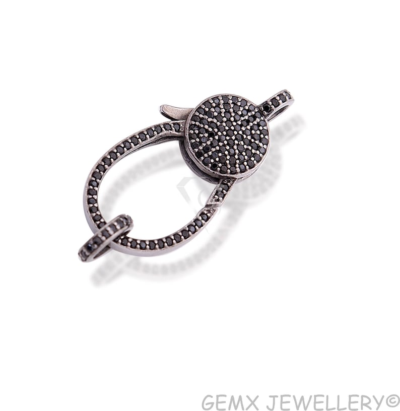 Pave Black Spinel Clasp Reversible Spinel Clasp Size 15x32 WBLK-31 Pave Black Spinel Finding- 925 Silver