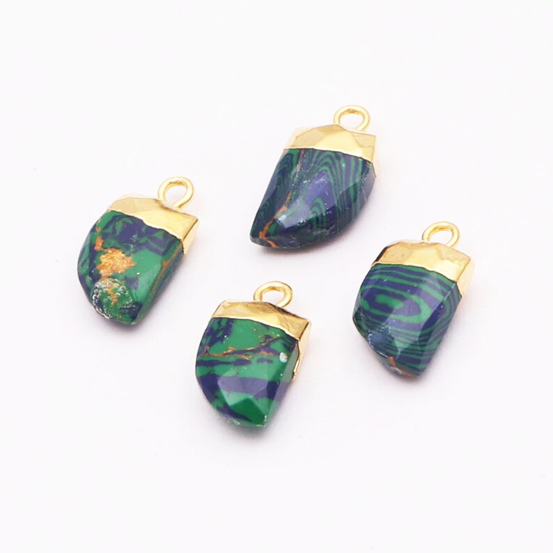 Single Bail Connector Tiger Nail Shape Gold Electroplated Charm Components Pendant Connectors GJ-5765 Green Howlite Turquoise Gemstone