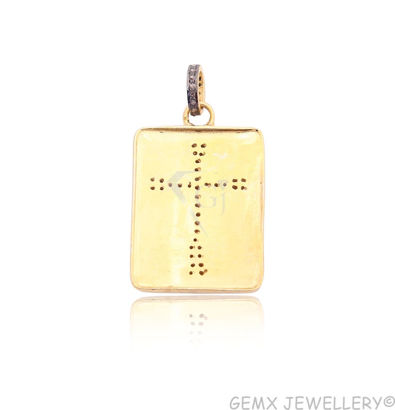 DBDS-0172 Diamond Rectangle Cross Charm,Rectangle Cross Diamond Necklace Pave Diamond Pendant Pave Cross Diamond Pendant