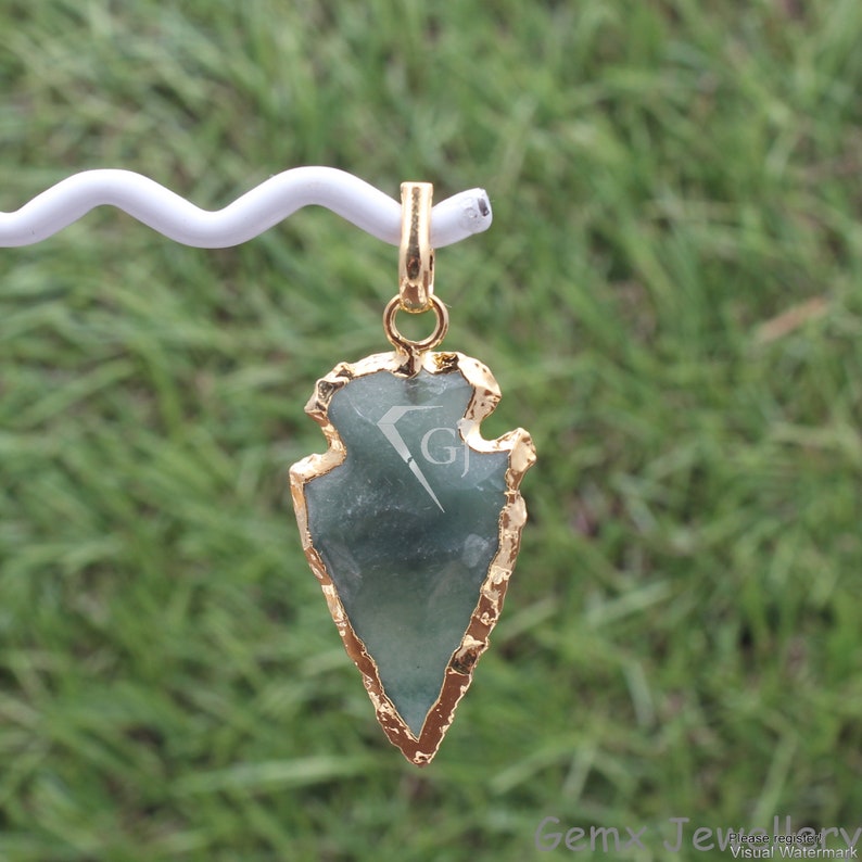 Gold Emerald Jasper Arrowhead Pendant Gemstone Jasper | Etsy