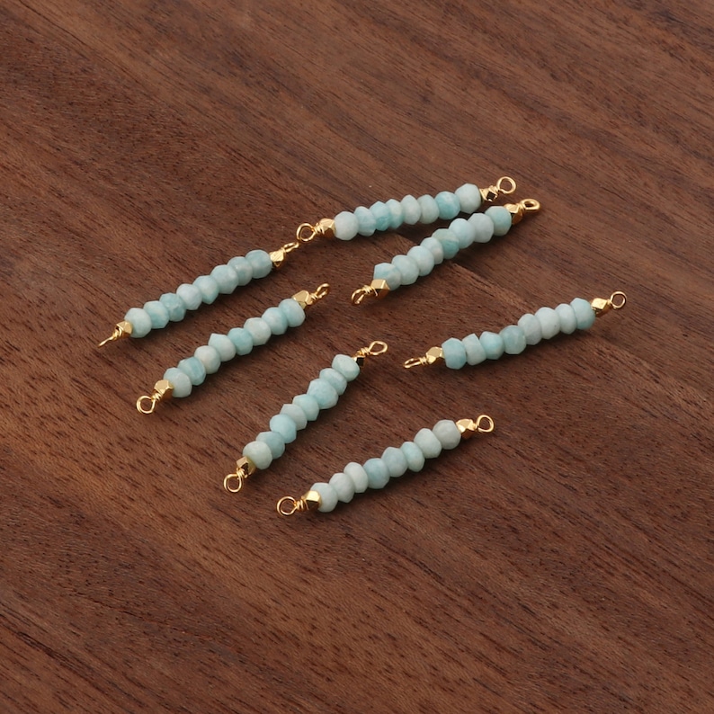 Natural Amazonite Emerald /& Different Gemstone Connector Gold Plated Connectors GJ-1284 DIY Connectors Wire Wrapped Beaded Connectors