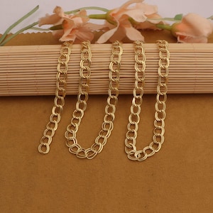 Gold Textured Cable Link Chain Necklace, Double Oval Link Chains, Chunky Thick Gold Chain, 18K Gold Plated Link Chain For Bracelet Anklets.