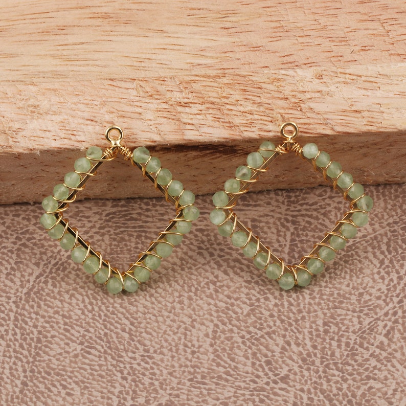 Chalcedony With Multi Gemstone Beads Earring Gold Plated Earrings Connector Wire Wrapped Earrings Single Bail Earrings GJ-1013 Peridot