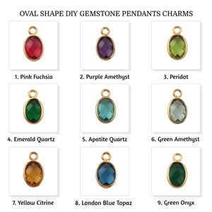 Oval Shape Gemstone Connector Charms, Gold Plated Connector Making Jewelry, Citrine, Topaz, Amethyst Link Connector, Findings Bezel BO7S