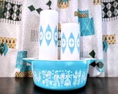 Pyrex Eyes Candles - Vintage Inspired Pillar Candles in the style of Pyrex Eyes