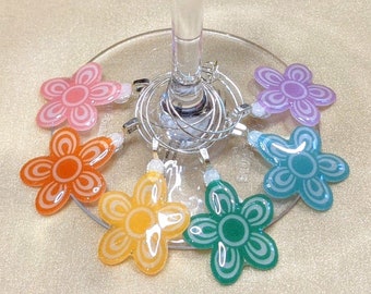 Rainbow Pyrex Butterfly Gold Inspired Wine Glass Charms