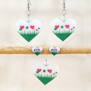 Vintage Pyrex Lucky In Love Inspired Jewelry, Dangle Earrings, Stud Earrings, Clip-Ons, Necklace, Handmade