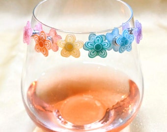 Rainbow Pyrex Butterfly Gold Inspired Stemless Glass Charms