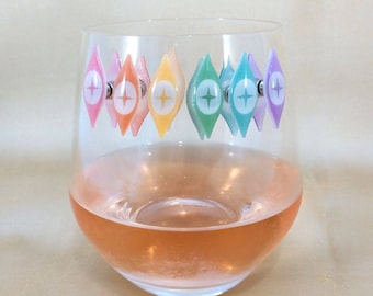 Rainbow Pyrex Atomic Eyes Inspired Stemless Glass Charms