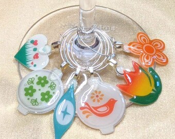 Pyrex, Fire King Dishes Inspired Wine Glass Charms