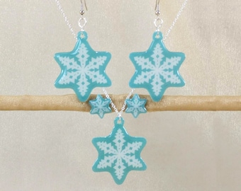 Vintage Pyrex Snowflake Inspired Jewelry, Dangle Earrings, Stud Earrings, Clip-Ons, Necklace, Handmade