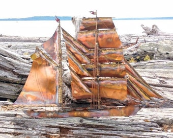 Signed Curtis Jere Sailboat 3D Metal Wall Art