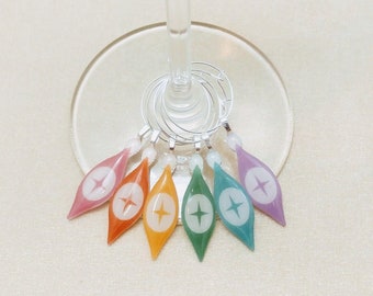 Rainbow Pyrex Atomic Eyes Inspired Wine Glass Charms