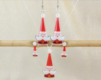 Vintage Santa Inspired Jewelry, Dangle Earrings, Stud Earrings, Necklace, Handmade