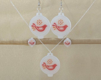 Vintage Pyrex Friendship Inspired Jewelry, Dangle Earrings, Stud Earrings, Clip-Ons, Necklace, Handmade