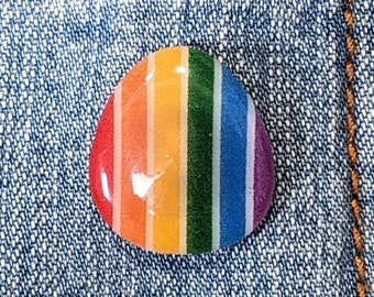 Retro Rainbow Inspired Pin, Handmade