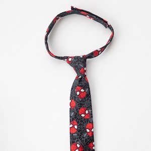 Handmade Spiderman Necktie: Pre-tied Adjustable Tie