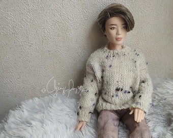 Knitting Pattern: Pullover for BTS Barbie Curvy Ken 1/6 doll PDF