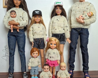 KNITTING PATTERN 2 Ways Raglan Sweater for all 1/6 doll Family PDF
