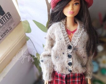 Knitting Pattern: Cozy Cardigan for 1/6 fashion doll male female PDF