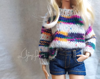 Knitting Pattern: Striped Pullover for 1/6 fashion doll male female PDF