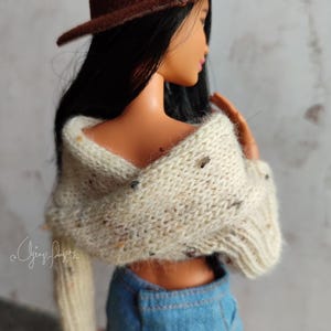 Knitting Pattern: Sweater Scarf for 1/6 fashion doll female PDF