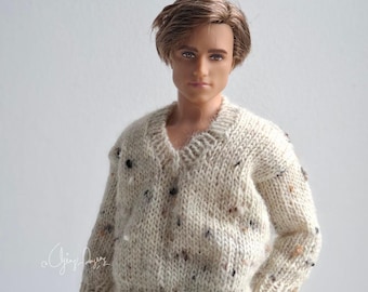 Knitting Pattern: V-Neck Sweater for 1/6 fashion doll male female all body PDF
