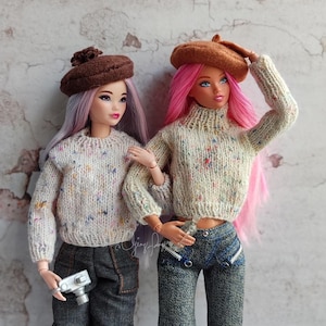 Knitting Pattern: Pullover for 1/6 fashion doll female PDF
