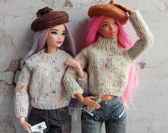 Knitting Pattern: Pullover for 1/6 fashion doll female PDF