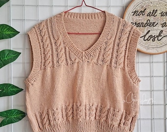 Knitting Pattern: Jimin Cable Vest (Unisex Cropped/Regular Length) PDF