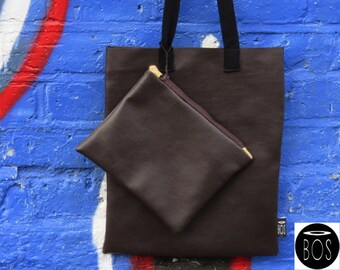 BOS Vegan Leather Tote with Pouch