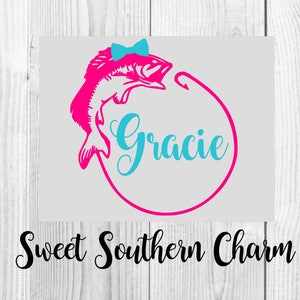 fishing svg - svg file - svg files - fish svg - bass svg - bow svg - girlie svg file - svg for girls - fish cut file - fishing cut file