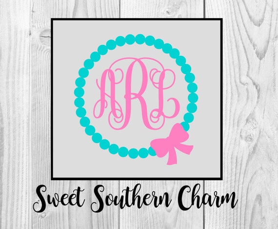 Download Monogram svg file circle svg file circle pearl with bow | Etsy