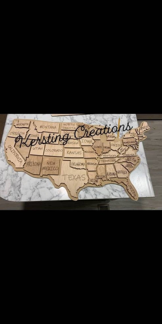 Usa Map 50 States Svg Instant Download 3d Labeled United Etsy