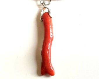 Coral pendant,Mediterranean coral branch,natural coral