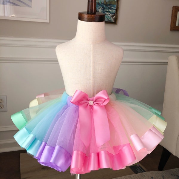 Baby or Little Girl Pastel Rainbow Tutu, Multicolor Tutu, For Mystical Unicorn Parties, Easter Celebrations