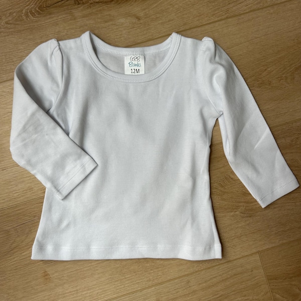 White Girl's T-Shirt & Bodysuit Blanks for Embroidery 100% Cotton