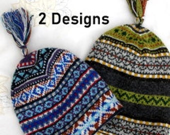 Fair Isle Knitting Pattern, PDF Digital Download, Fair Isle Lined Kep, 2 Designs, Size Adult, MD Walker Designs