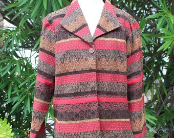 Veste rayée rouge noir vert XL années 80 (vintage/années 80)