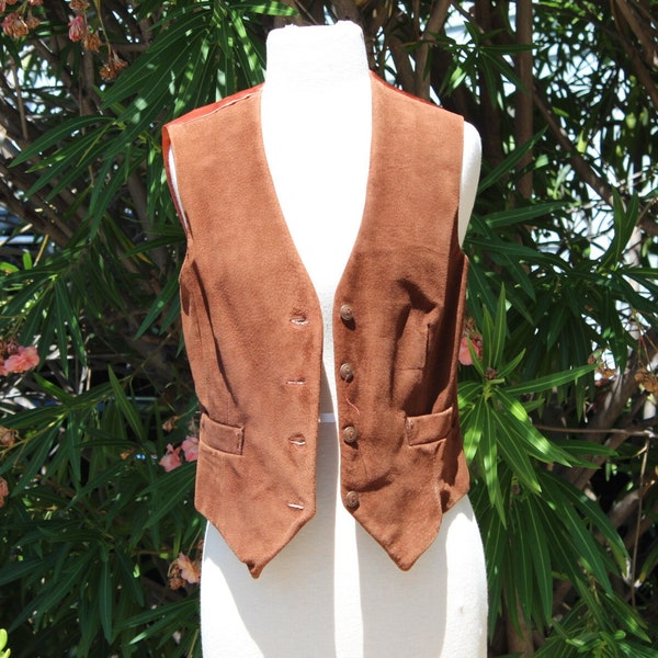 70s Vintage Brown Suede Womens Medium Western Vest (Vintage / 70s)