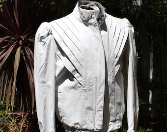 Vintage 70s White Leather Motorcycle Jacket (Vintage / 70s)