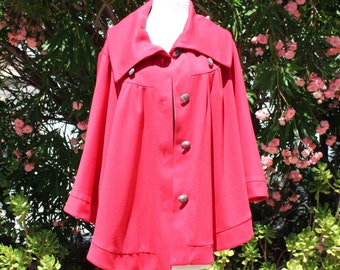 Cape rouge vintage XL avec fermetures à boutons (vintage/années 90)