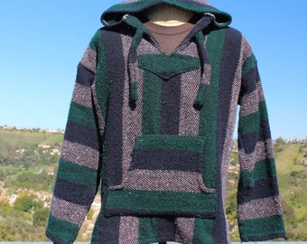 Vintage Green Grey Dark Blue Baja Hoodie X Large (Vintage / 90s)