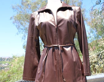 Petite veste imperméable bronze pour femme vintage (vintage/années 80)