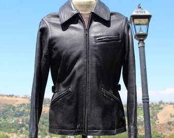 Vintage Black Men's Motorcycle Jacket Medium (Vintage / 80s / BB Dakota Nordstroms)