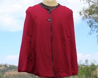 Women's Red Cape w 2 Buttons (Vintage / 80s)