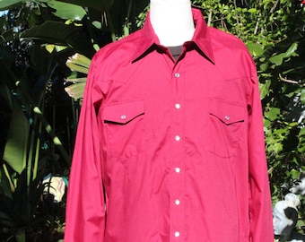 Vintage 60s Dark Red Maroon Western Cowboy Shirt NOS Malco Modes (Vintage / 60s / Malco Modes)